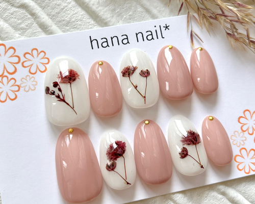 ネイルチップ ニュアンスネイル 花 フラワー フルオーダーネイル オーダーネイル 1796539e39127482a9b4bf65e2f6b0