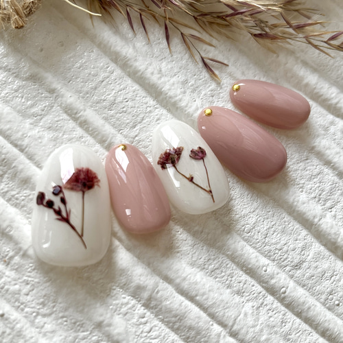 ネイルチップ 押し花 ドライフラワー ニュアンスネイル #02 ネイル