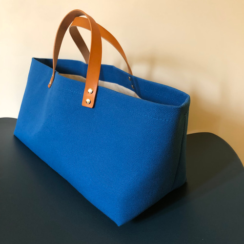 帆布トートバッグ 横長サイズ あお トートバッグ Little Lily