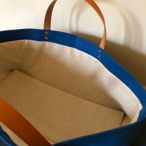 帆布トートバッグ 横長サイズ あお トートバッグ Little Lily