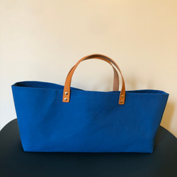 8号帆布トートバッグ(横長)キナリ×ダークブルー　lizz Msize 8号帆布トートバッグ トートバック ミント×キナリ 帆布
