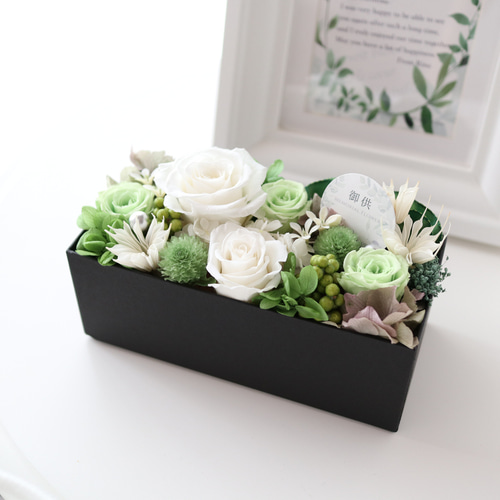 仏花　お供え花　造花　白薔薇　アレンジ アンのお花屋さん お供え 花 お彼岸 初彼岸 アレンジメント ラン