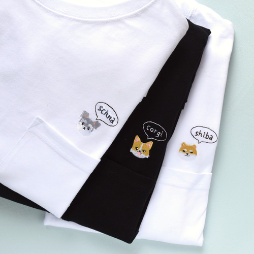 SALE】選べる犬種41種！ワンポイント刺繍Tシャツ 名入れ可《ホワイト