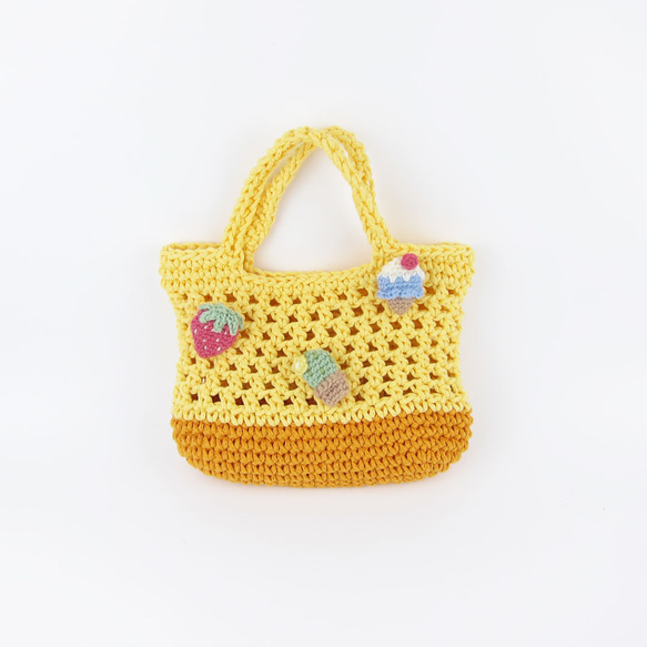 夏らしいちょっぴり可愛い編み込みバッグ＋カラフルピンズ 1枚目の画像
