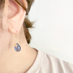 【14kgf】藍色螢石海洋耳環/耳環 第7張的照片