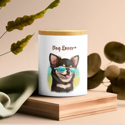 【 グラサン チワワ 】  キャニスター　保存容器　お家用　プレゼント　犬　ペット　うちの子　犬グッズ 3枚目の画像