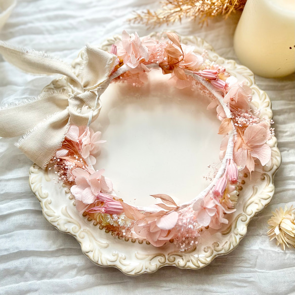 【送料無料】ベビーキッズ花冠　~pinkpink~  花かんむり　はなかんむり　子供用花冠　結婚式　誕生日　 2枚目の画像