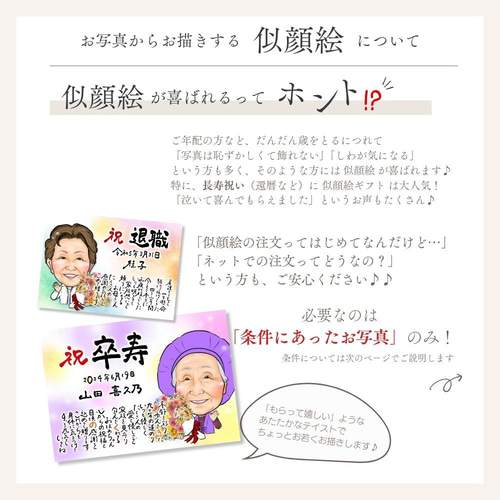 お急ぎ便】似顔絵 ＆ ポエム A4 / 還暦 古希 傘寿 米寿 卒寿 白寿 退職