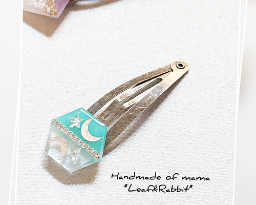 水色ストライプ☆ひつじさんとてんとう虫の5センチパッチンピン 星パッチンピン3P（KIDS）（ヘアピン）｜BAYFLOW（ベイフロー