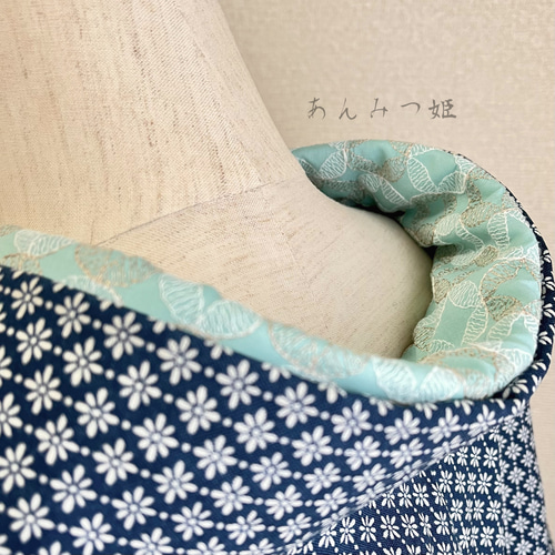 綿の刺繍半衿 七宝 -水浅葱-【ラスト】 和装小物（帯・半襟） 半衿