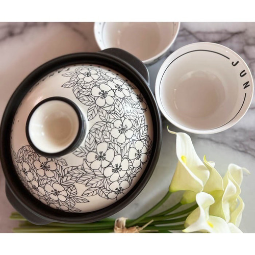 名入れ無料】土鍋 9号花柄レゼント 北欧 引っ越し祝い 結婚祝い