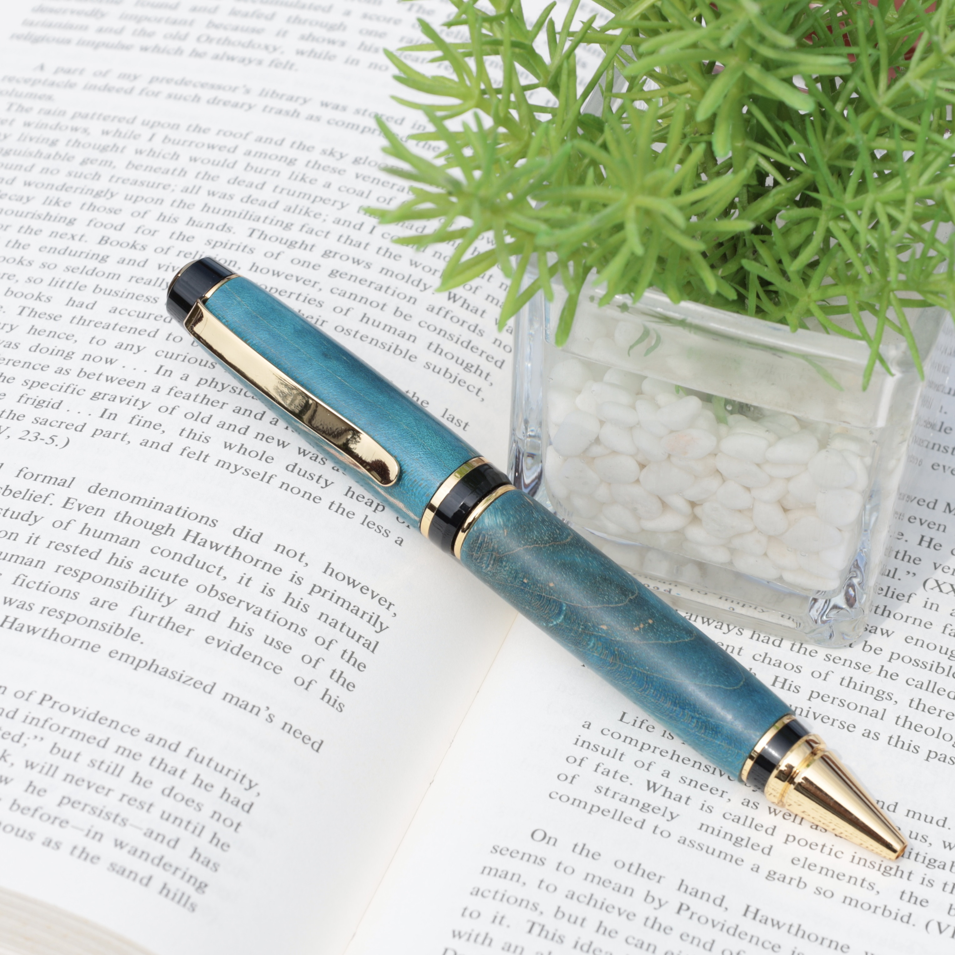 世界で１本だけのスタビライズドウッド・ボールペン　グリーン＆ブルー