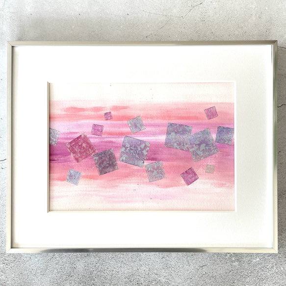 春 光 抽象画 モダンアート ピンク インテリア モデルルーム