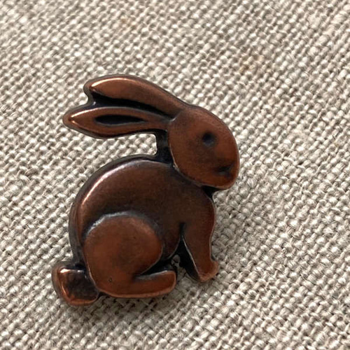 フランス ボタン お座りうさぎ コッパー色2個 AH ラビット兎 動物