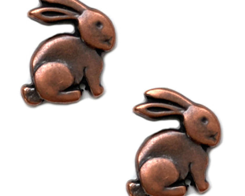 フランス ボタン お座りうさぎ コッパー色2個 AH ラビット兎 動物