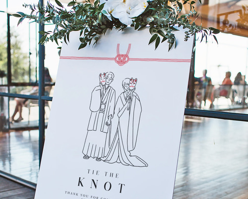 新郎新婦 和装イラストウェルカムボード │神前式 仏前式 和風