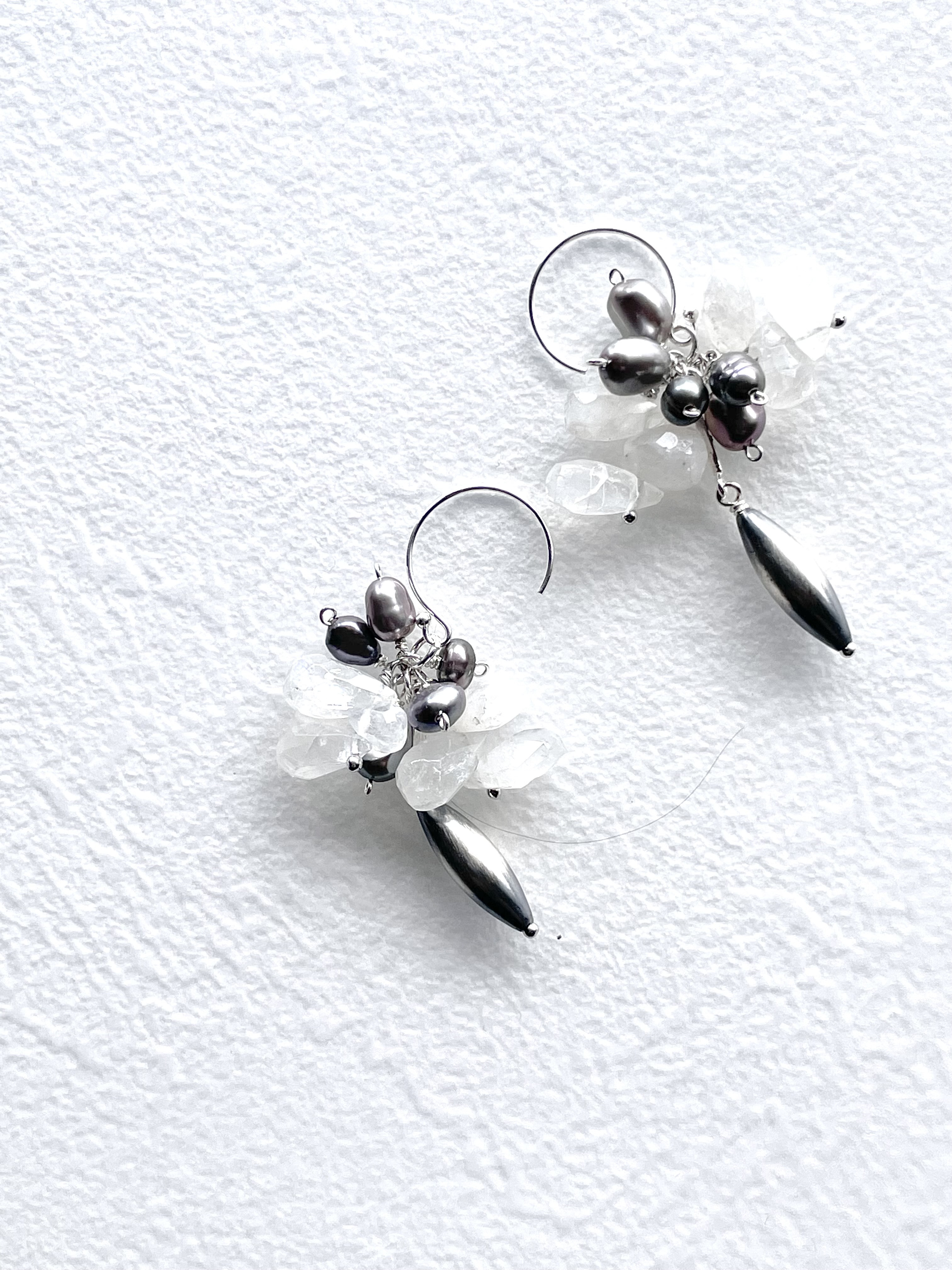 ピアス　6月誕生石　ムーンストーン　ギフトパール　ナバホパール　シルバー925  天然石