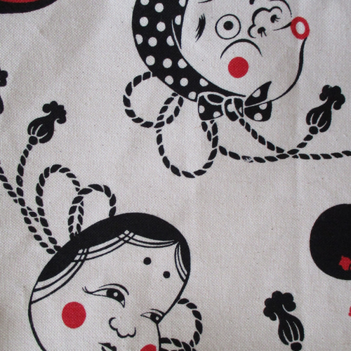 ☆セール☆ レトロ おかめ ひょっとこ はんにゃ柄のバッグ エコバッグ