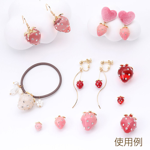 A4307-4 6個 いちごチャーム 樹脂製イチゴチャーム かわいい