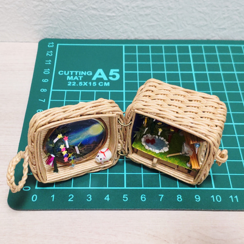 ミニチュア クラフトバンドのバスケット 七夕飾り 置物 LED ミニチュア クラフトバンドのバスケット 七夕飾り 置物 LED