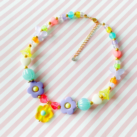 little princess＊ colorful flower - yellow キッズイヤリング キッズ ネックレス 3枚目の画像