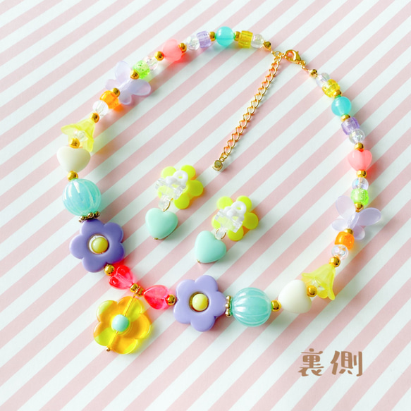 little princess＊ colorful flower - yellow キッズイヤリング キッズ ネックレス 6枚目の画像