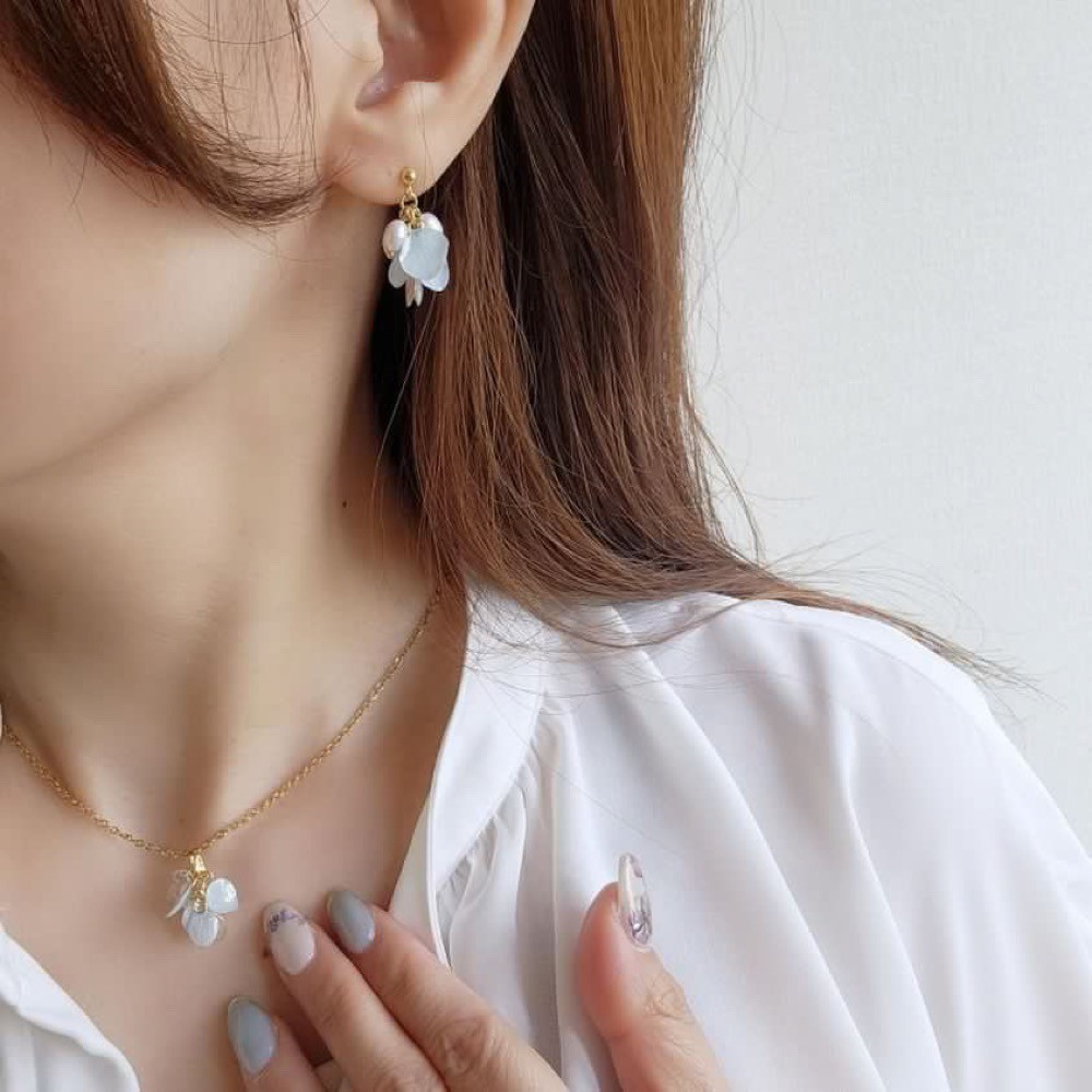 【Creema限定】夏の福袋 紫陽花が揺れるピアスとネックレス オプションでイヤーカフ・リング付き