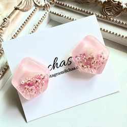 小花がかわいいドライフラワーレジンピアス イヤリング ピアス