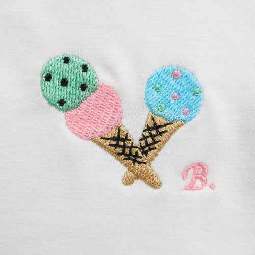 アイスクリームの刺繍りTシャツ 6.2オンス 男女兼用 Tシャツ