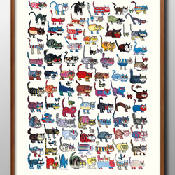 13485 ポスター 絵画 A3サイズ『猫 ネコ 図鑑 キャラクター