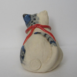 座り猫　1点物　陶器　猫　　置物　青縞の斑猫　c-2 5枚目の画像