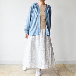 夏日微風般的淺條紋喇叭裙【SOSK173S】 第3張的照片