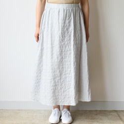 夏日微風般的淺條紋喇叭裙【SOSK173S】 第4張的照片