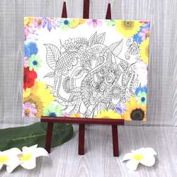 【F6サイズ】白ガネーシャ様　キャンバスアートパネル　キャンバスボード　ボタニカル　花柄　アジアンインテリア 10枚目の画像