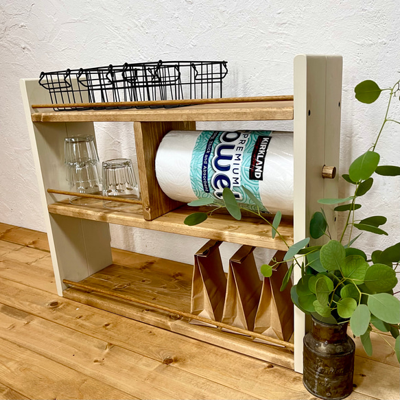 CUCINA キッチン用品 ①ペーパーホルダー②スパイスラック(2段