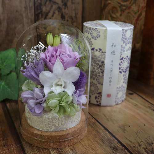 喪中見舞い 仏花 ガラスドーム お悔やみ 初盆 お供え 線香 セット