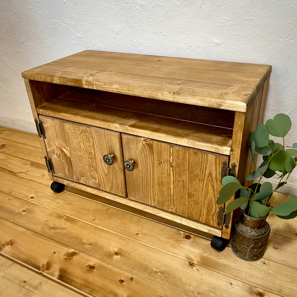 小さなテレビを置くテレビ台*cabinet W58 収納・テレビ台 プリンター
