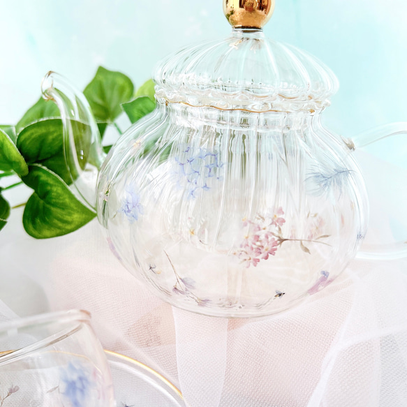 ふんわり紫陽花のガラスティーセット 4枚目の画像