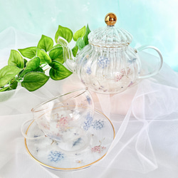 ガラスティーセット ふんわり紫陽花のガラスティーセット ポット・急須 ℒ𝓊𝒸𝒾ℴ𝓁ℯ 通販