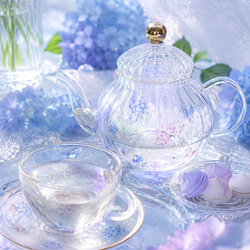 リモージュ　勿忘草　ティーセット　3点セット ヴィンテージティーカップトリオ Queen Anne 勿忘草 - アンティーク