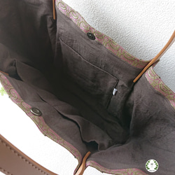 【リング柄・限定色使用】畳縁・楽らくトートバッグ（オリーブグリーン） 4枚目の画像