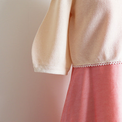 [針對夏季曬傷和降溫措施] 整件衣服日本紙 3/4 袖短上衣 [粉紅·米色] 第14張的照片