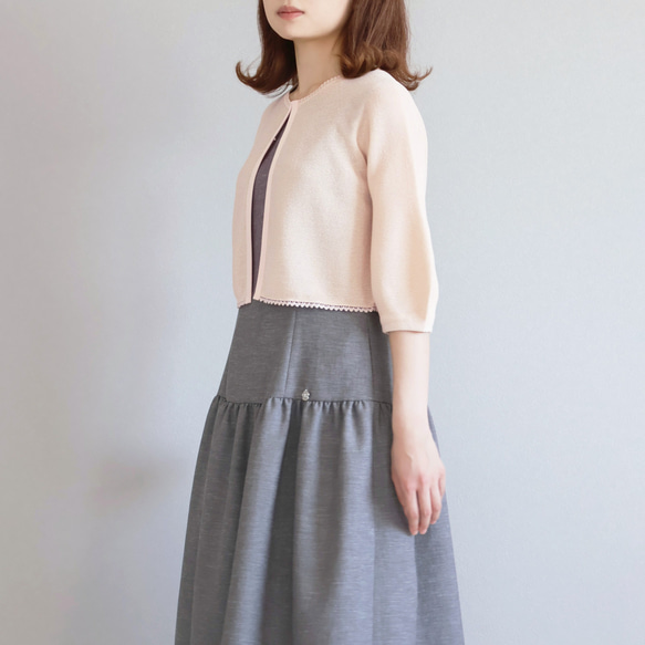 [針對夏季曬傷和降溫措施] 整件衣服日本紙 3/4 袖短上衣 [粉紅·米色] 第2張的照片