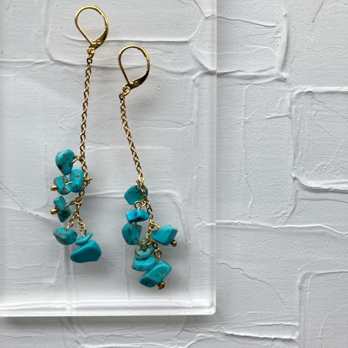 新品同様♡ ターコイズ K10 ロングピアスチャーム 新品同様