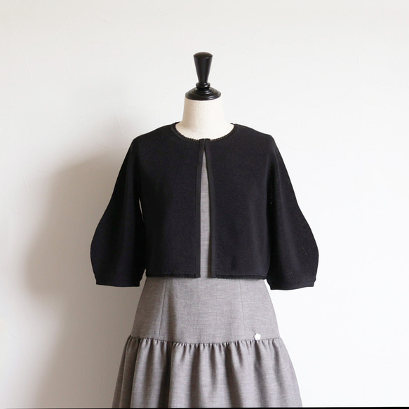 【夏季郊遊的最佳選擇】Whole Garment 日本紙 3/4 袖波列羅短上衣 [黑色] 第7張的照片