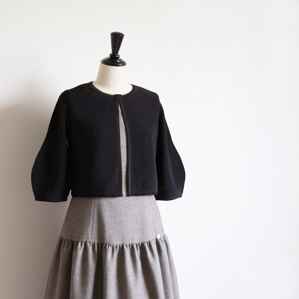 【夏季郊遊的最佳選擇】Whole Garment 日本紙 3/4 袖波列羅短上衣 [黑色] 第8張的照片