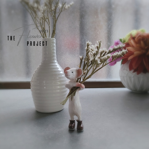 ねずみ ミニチュア オブジェ 置物 粘土 ドライフラワー 立体・オブジェ