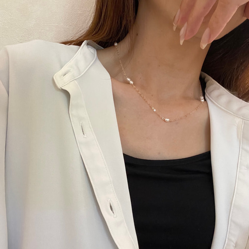 ネックレス】14kgf 煌めく艶の淡水パールネックレス /シンプル/重ね  