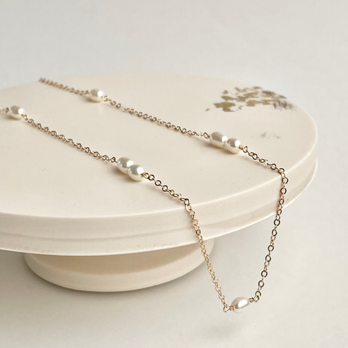 ネックレス】14kgf 煌めく艶の淡水パールネックレス /シンプル/重ね  