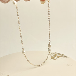 【ネックレス】14kgf 煌めく艶の淡水パールネックレス /シンプル/重ね付け/夏/dot Pearl necklace 4枚目の画像